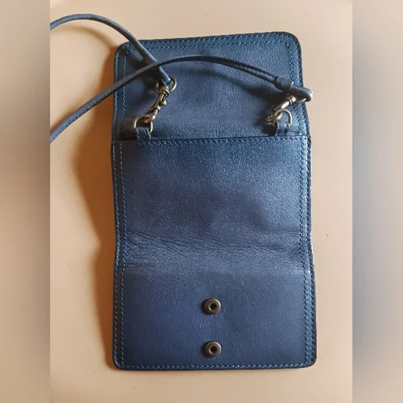 FRYE blue navy genuine leather crossbody wallet, organizer  bag - Picture 10 of 10